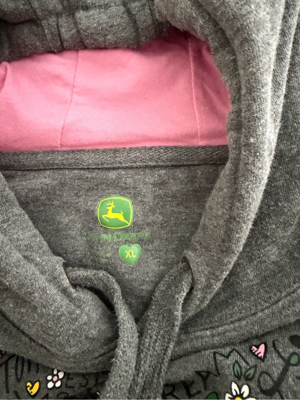 John Deere Gray Hoodie with Colorful Heart Graphic - Picture 2 of 6